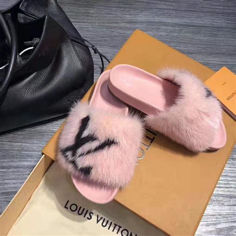 louis vuitton slippers fur pink|Louis Vuitton fur slippers cheap.